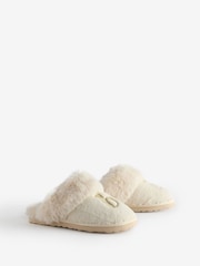 Cream - B by Ted Baker mākslīgās kažokādas mūļu čības ar izšuvumu - Attēls 4 no 9
