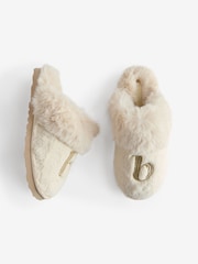 Cream - B by Ted Baker mākslīgās kažokādas mūļu čības ar izšuvumu - Attēls 6 no 9