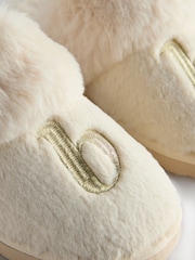 Cream - B by Ted Baker mākslīgās kažokādas mūļu čības ar izšuvumu - Attēls 8 no 9