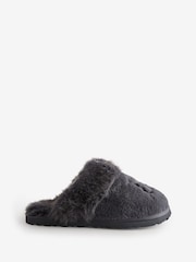 Ogļu pelēks - B by Ted Baker mākslīgās kažokādas mūļu čības ar izšuvumu - Attēls 1 no 6