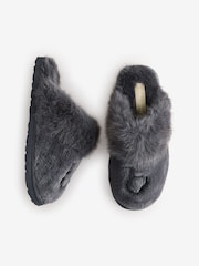 Ogļu pelēks - B by Ted Baker mākslīgās kažokādas mūļu čības ar izšuvumu - Attēls 3 no 6