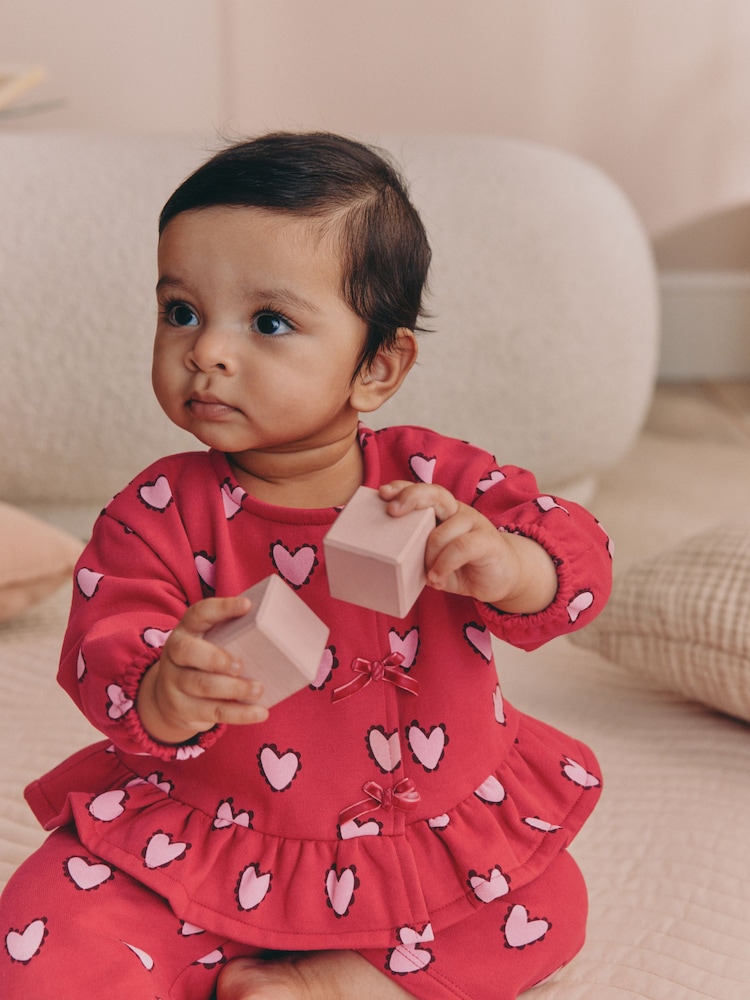 Red Heart Baby Sweat Top And Joggers Set 2 Piece (0mths-2yrs) - Image 1 of 13