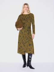 Jigsaw Green Ink Cloud Crinkle Knot Dress - Image 1 of 4