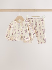 Purple Bow Baby Sweat Top And Joggers Set 2 Piece (0mths-2yrs) - Image 6 of 13