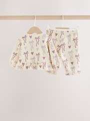 Purple Bow Baby Sweat Top And Joggers Set 2 Piece (0mths-2yrs) - Image 7 of 13