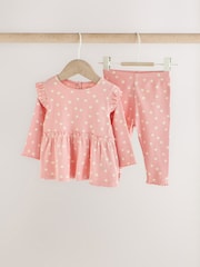 Pink Spot Peplum Top and Leggings Baby Set (0mths-2yrs) - Image 1 of 12