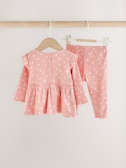 Pink Spot Peplum Top and Leggings Baby Set (0mths-2yrs) - Image 4 of 12
