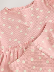 Pink Spot Peplum Top and Leggings Baby Set (0mths-2yrs) - Image 7 of 12