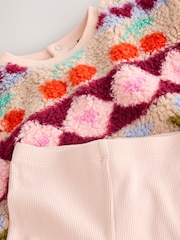 Pink Fairsle Printed Baby Fleece Sweater and Leggings Set 2 Piece (0mths-2yrs) - Image 10 of 13