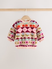 Pink Fairsle Printed Baby Fleece Sweater and Leggings Set 2 Piece (0mths-2yrs) - Image 6 of 13