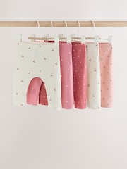 Pink Cherry Print Baby Leggings 5 Pack (0mths-2yrs) - Image 1 of 11