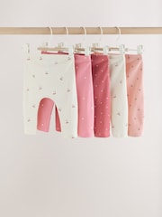 Pink Cherry Print Baby Leggings 5 Pack (0mths-2yrs) - Image 7 of 11