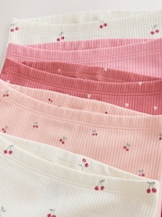 Pink Cherry Print Baby Leggings 5 Pack (0mths-2yrs) - Image 9 of 11