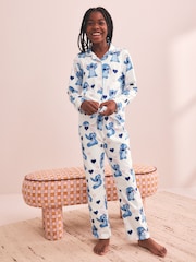 Plavo/Krem boja - Lilo & Stitch Jersey Button Through Pyjamas 1 Pack (3-16yrs) - Slika 1 od 9