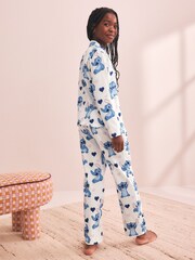Plavo/Krem boja - Lilo & Stitch Jersey Button Through Pyjamas 1 Pack (3-16yrs) - Slika 3 od 9