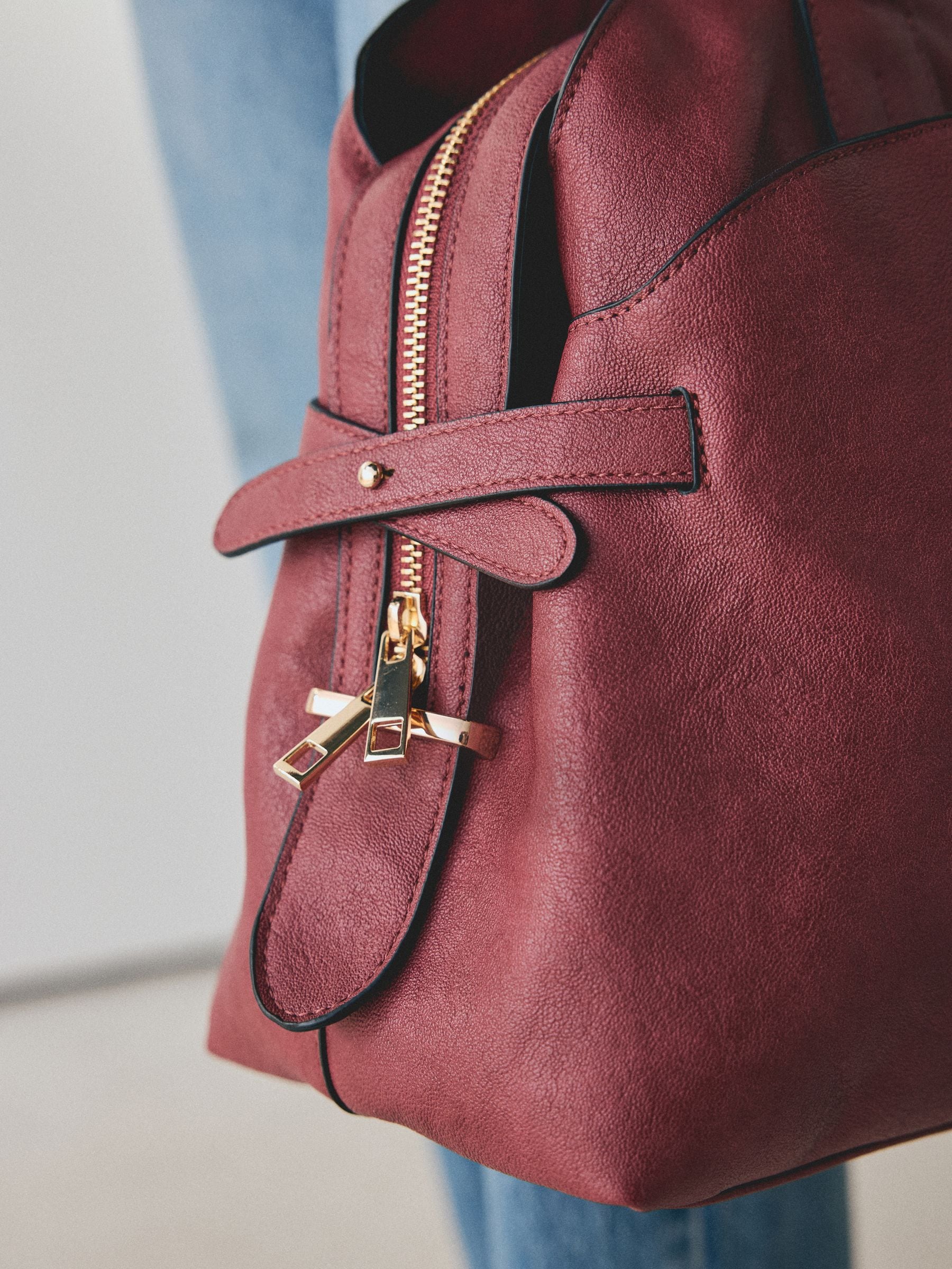Buy Burgundy Red Large Charm Tote Bag from Next USA