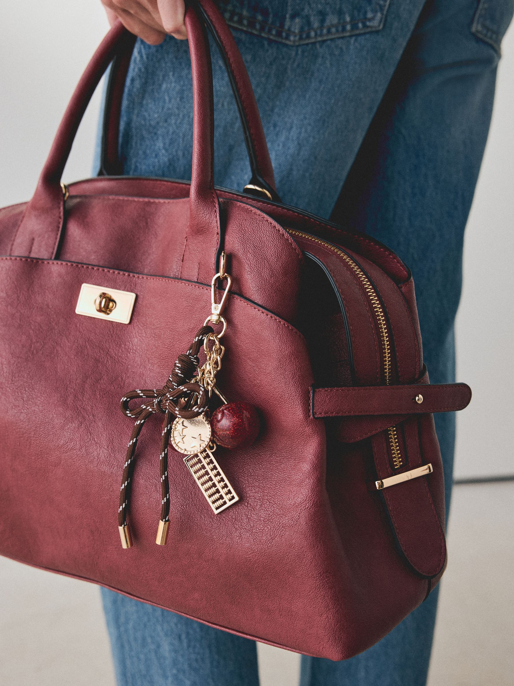 Buy Burgundy Red Large Charm Tote Bag from Next USA