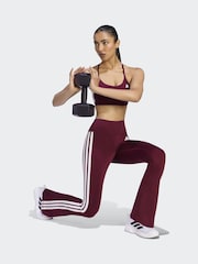 adidas Maroon Red Optime Essentials 3-Stripes Flare Leggings - Image 3 of 7