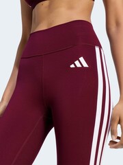 adidas Maroon Red Optime Essentials 3-Stripes Flare Leggings - Image 5 of 7