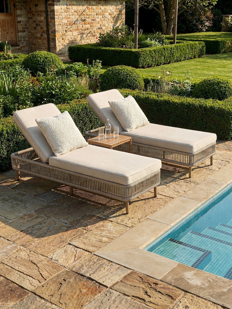 Maze Natural Linen Grey Havana Garden Sunlounger Set - Image 1 of 5