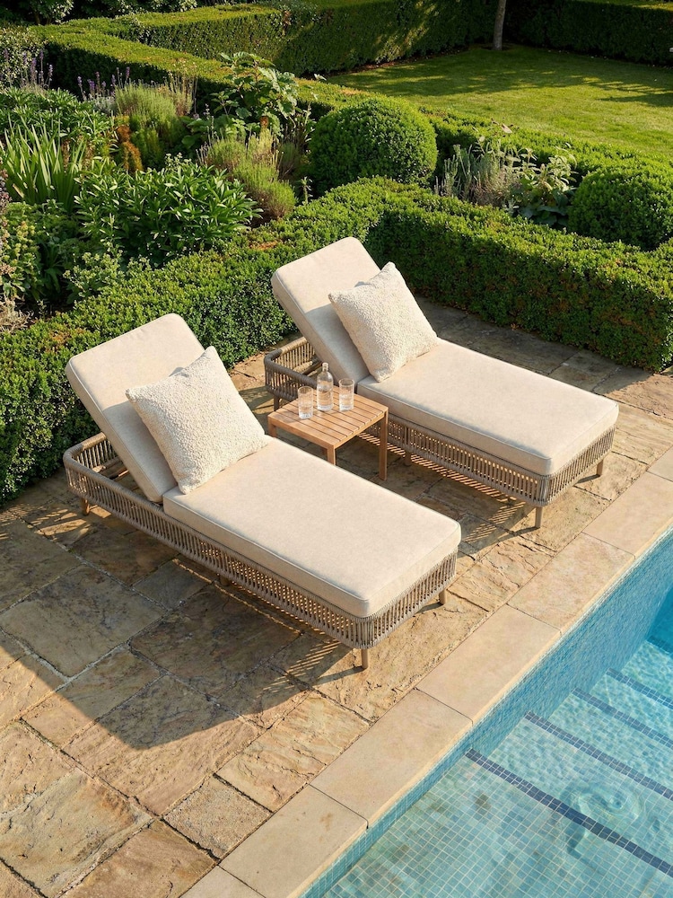 Maze Natural Linen Grey Havana Garden Sunlounger Set - Image 2 of 5