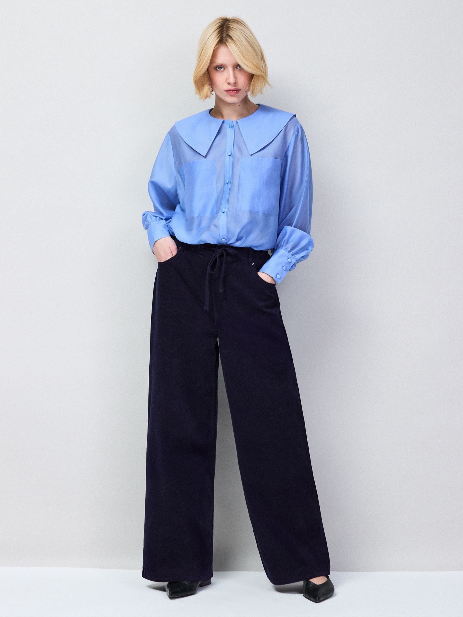Buy Ro&Zo Blue Pocket Detail Sheer Blouse from the Next UK online shop