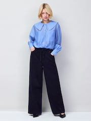 Ro&Zo Blue Pocket Detail Sheer Blouse - Image 3 of 6