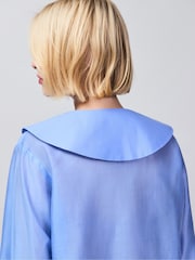 Ro&Zo Blue Pocket Detail Sheer Blouse - Image 5 of 6
