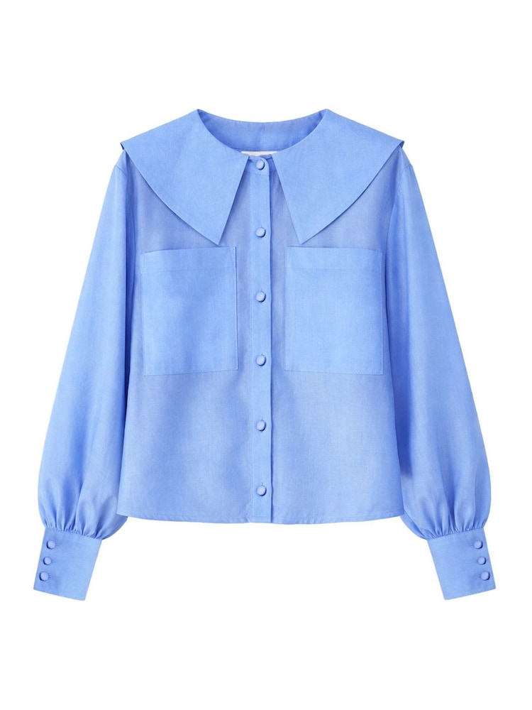 Ro&Zo Blue Pocket Detail Sheer Blouse - Image 6 of 6