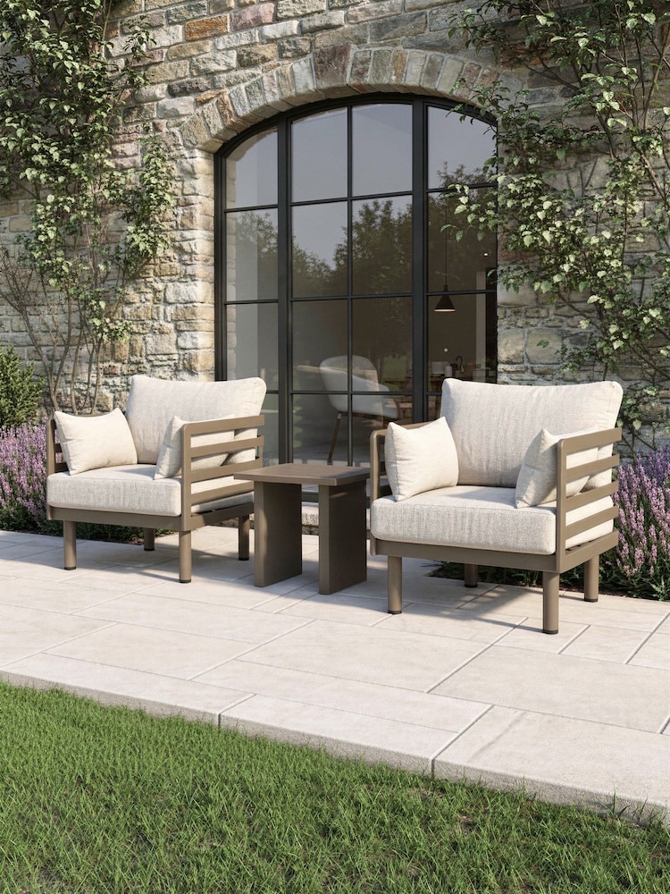 Maze Caf Brown Garden Armchair Pair - Image 1 of 5