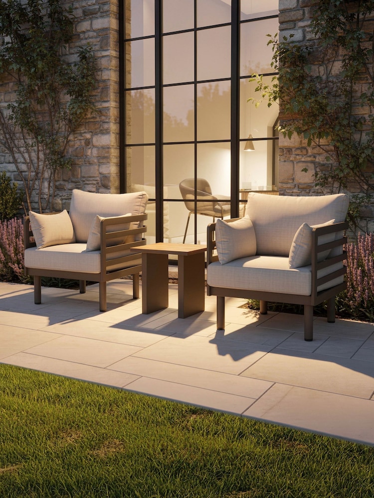 Maze Caf Brown Garden Armchair Pair - Image 2 of 5