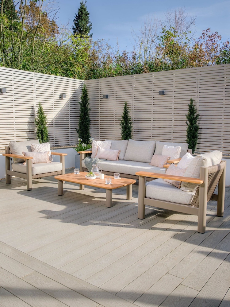 Maze 4 Piece Caf Brown Sicily Garden Sofa and Armchairs Set - Image 1 of 6