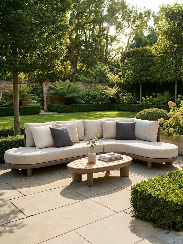 Maze 3 Piece Caf Brown Sicily Curve Garden Corner Sofa Set - Image 1 of 6 Maze 3 Piece Caf Brown Sicily Curve Garden Corner Sofa Set - Image 1 of 6