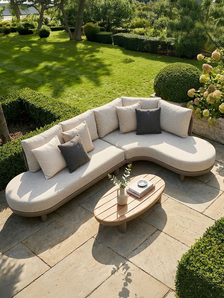Maze 3 Piece Caf Brown Sicily Curve Garden Corner Sofa Set - Image 2 of 6 Maze 3 Piece Caf Brown Sicily Curve Garden Corner Sofa Set - Image 2 of 6