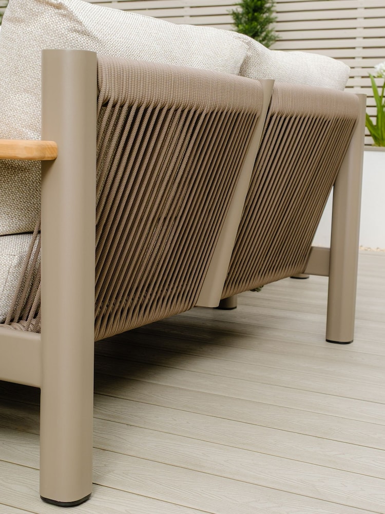 Maze Caf Brown Sicily 2 Seat Garden Sofa and Armchairs Set with Coffee Table - Image 2 of 6 Maze Caf Brown Sicily 2 Seat Garden Sofa and Armchairs Set with Coffee Table - Image 2 of 6