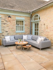 Maze Caf Brown Sicily Garden Corner Sofa Set with 2 Round Coffee Table - Image 1 of 6