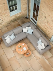 Maze Caf Brown Sicily Garden Corner Sofa Set with 2 Round Coffee Table - Image 2 of 6