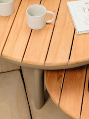 Maze Caf Brown Sicily Garden Corner Sofa Set with 2 Round Coffee Table - Image 3 of 6