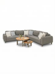 Maze Caf Brown Sicily Garden Corner Sofa Set with 2 Round Coffee Table - Image 6 of 6