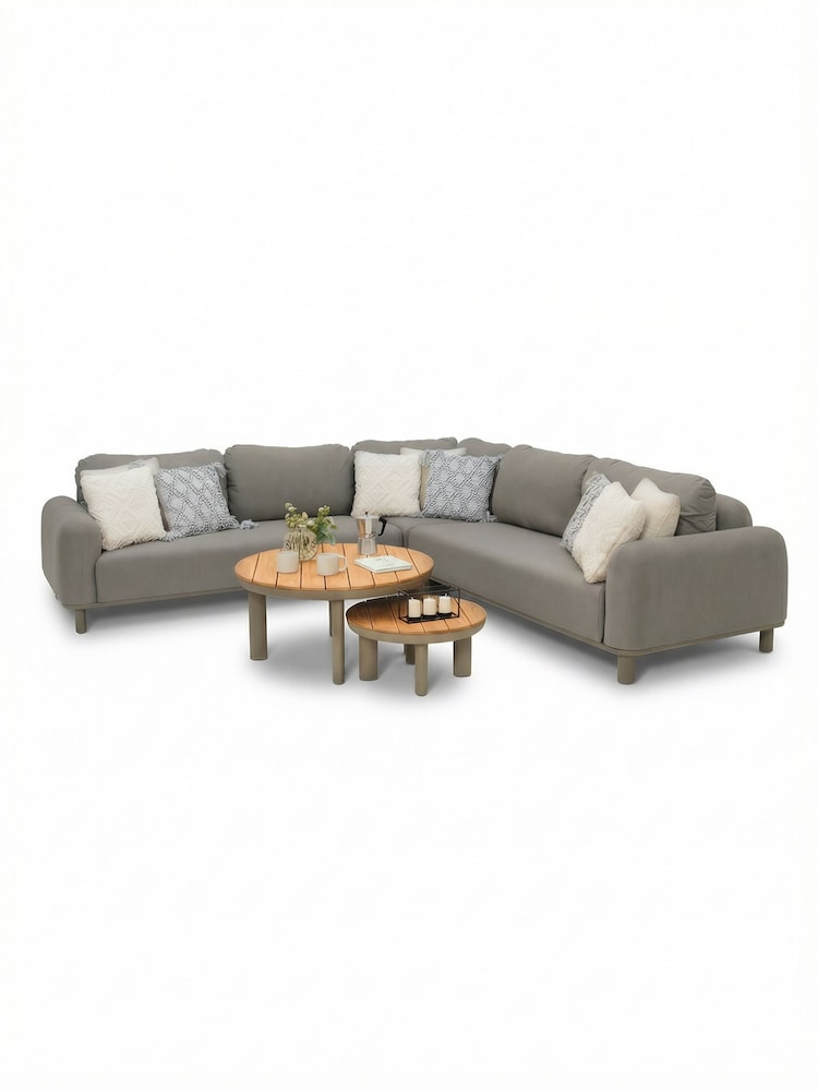 Maze Caf Brown Sicily Garden Corner Sofa Set with 2 Round Coffee Table - Image 6 of 6 Maze Caf Brown Sicily Garden Corner Sofa Set with 2 Round Coffee Table - Image 6 of 6