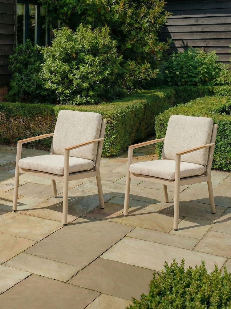 Maze Set of 2 Latte Brown Sicily Garden Dining Chairs - Image 1 of 5