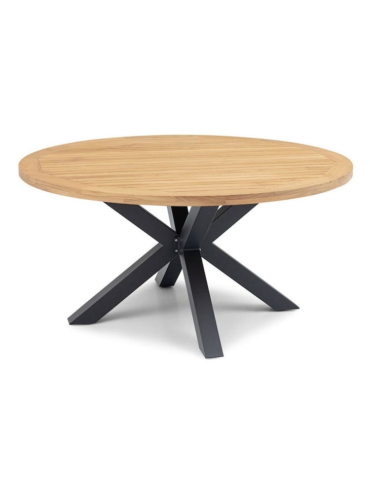 Maze Charcoal Grey Jakarta Teak Round Garden Dining Round Table - Image 4 of 4 Maze Charcoal Grey Jakarta Teak Round Garden Dining Round Table - Image 4 of 4