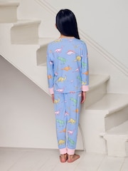Chelsea Peers Blue Kids Dinosaur Dreams Print Long Pyjamas Set - Image 2 of 8