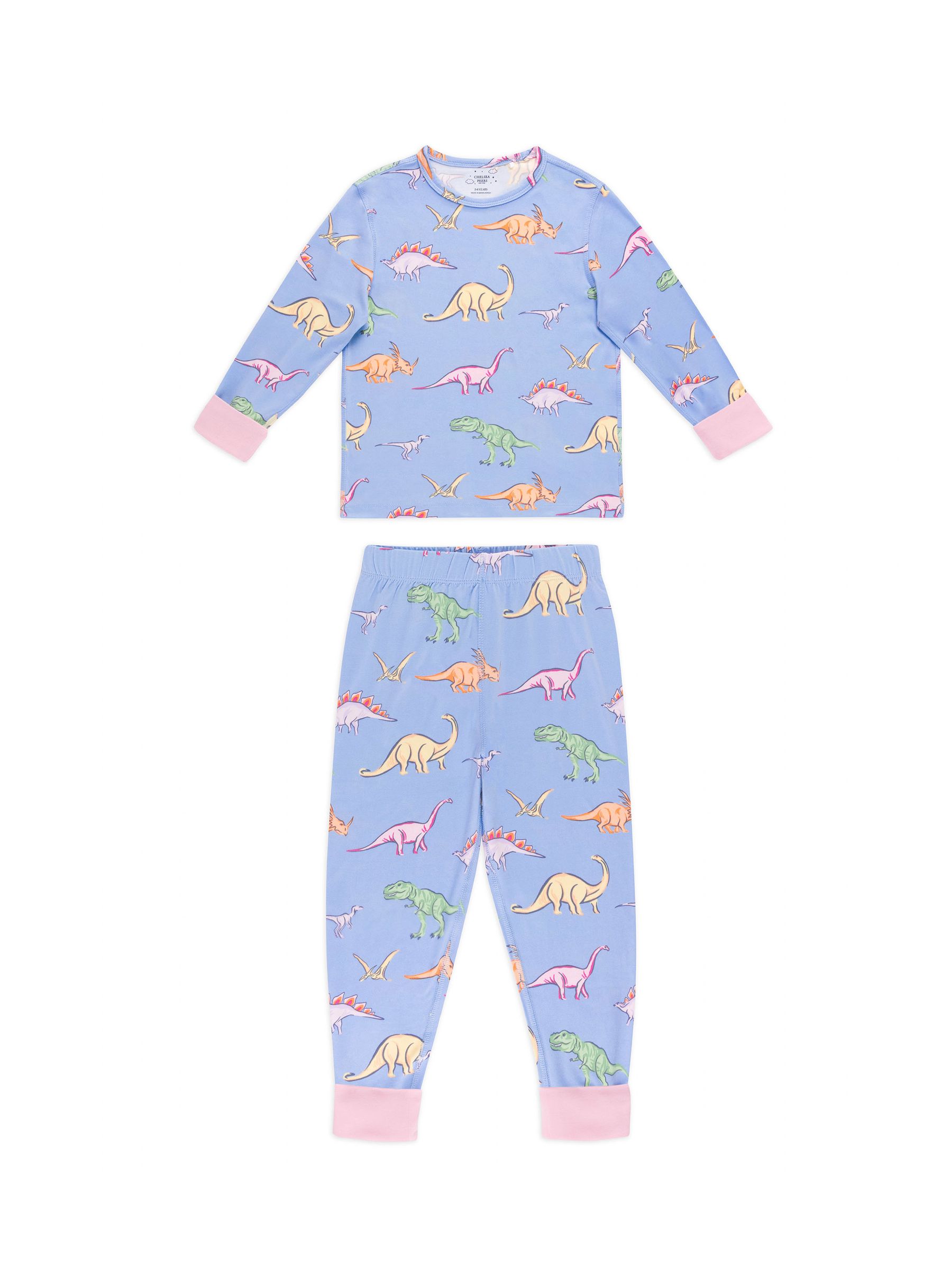 Buy Chelsea Peers Blue Kids Dinosaur Dreams Print Long Pyjamas Set from ...