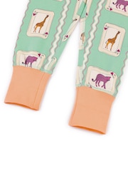 Chelsea Peers Green Kids Cotton Playing Card Animals Print Long Pyjamas Set - Image 6 of 9