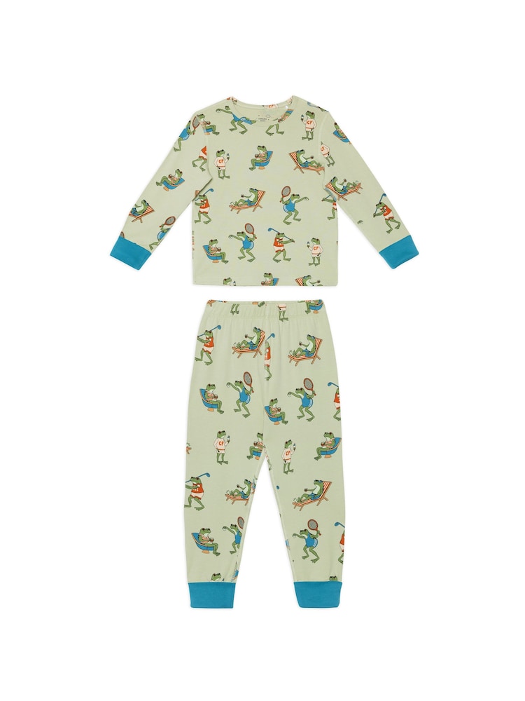 Chelsea Peers Green Frog House Print Long Pyjamas Set - Image 1 of 4