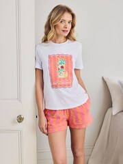 Chelsea Peers Cotton Sunset Wavy Stripe Print Short Pyjamas Set - Image 1 of 5