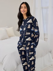 Chelsea Peers Blue Cockapoo Snooze Print Long Pyjamas Set - Image 2 of 6
