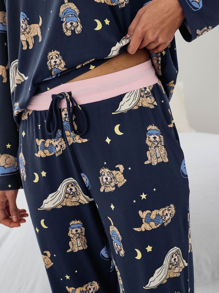 Buy Chelsea Peers Cockapoo Snooze Print Long Pyjamas Set from Next ...