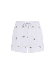 Chelsea Peers White Cotton Poplin Olive Tapas Print Shorts - Image 5 of 5